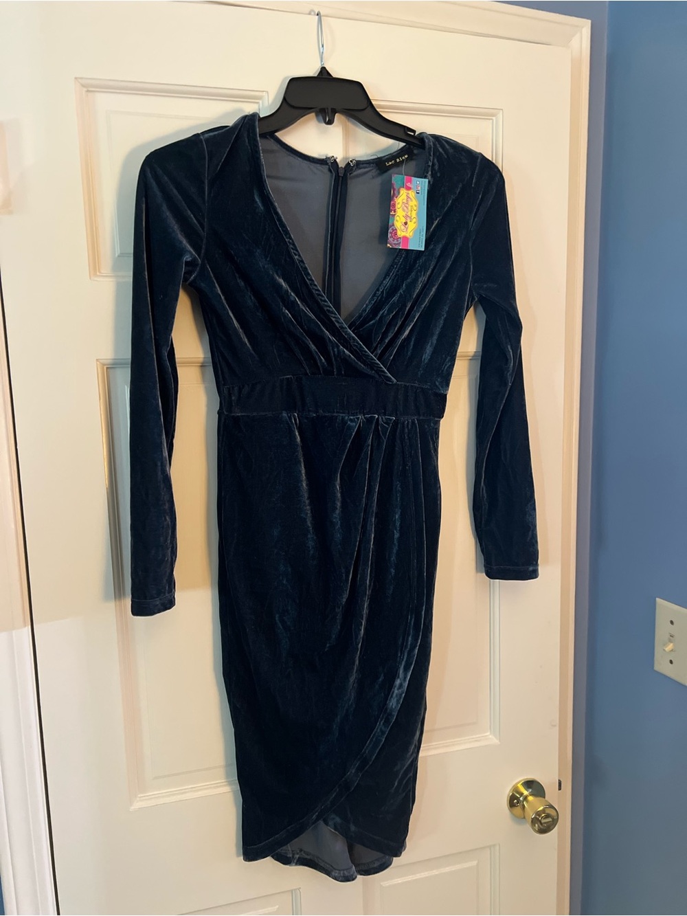 Women's Velvet Wrap Dress in Deep Teal